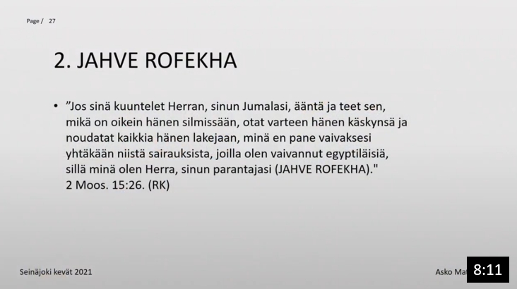 Osa 5 - Jumalan nimi: JAHVE ROFEKHA